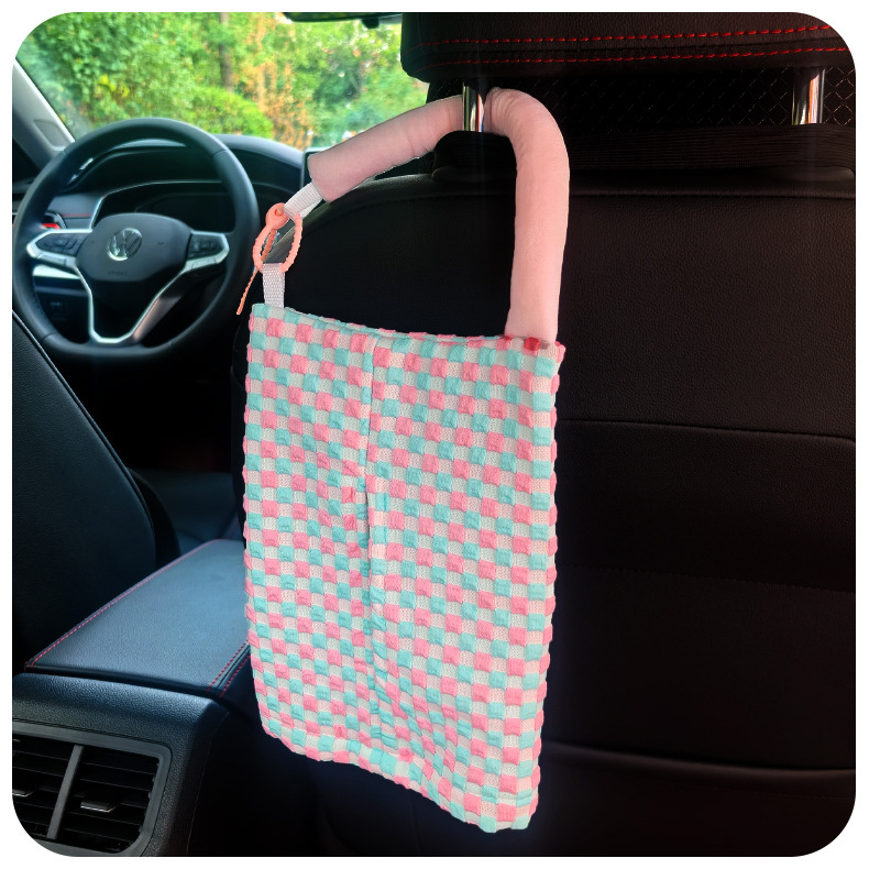 Caja de pañuelos para coche, tela, silla para coche, respaldo, caja de dibujo colgante, bolsa de pañuelos de doble uso para coche lindo creativo