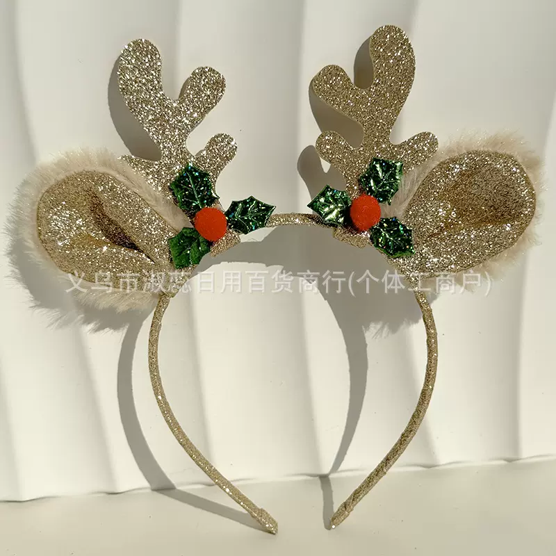 现货批发圣诞节发箍麋鹿角派对发圈圣诞节头饰蝴蝶结新款铃铛头箍