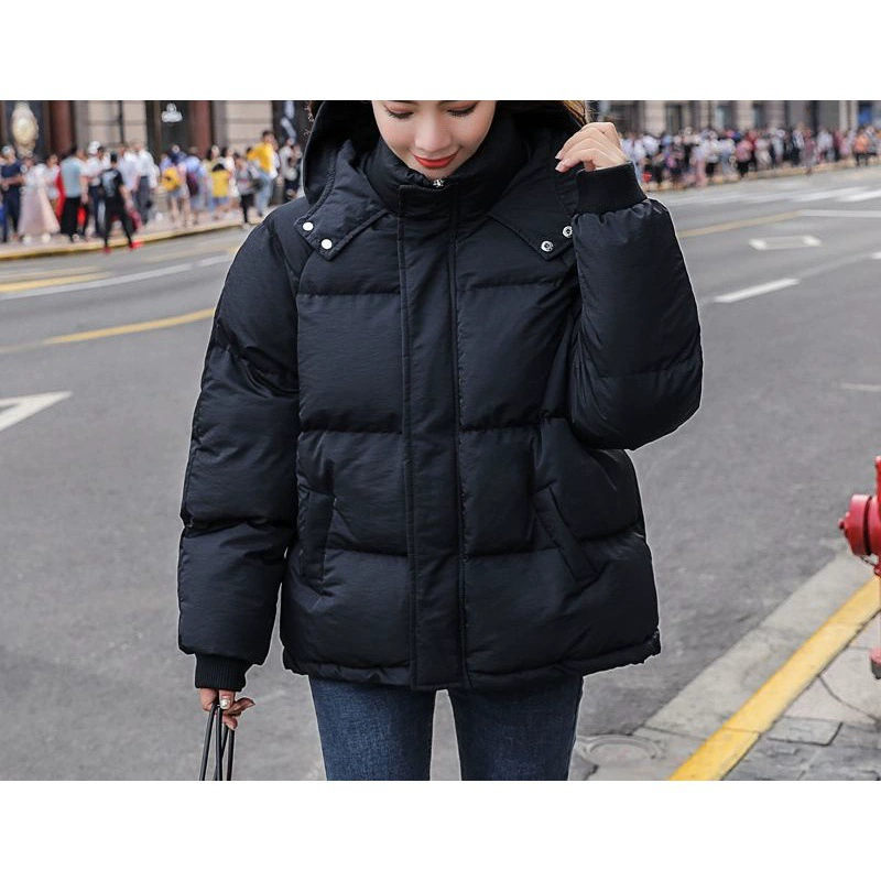 Короткая пуховая куртка, женская oversize свободного кроя, толстый утепленный капюшон зимнее пальто