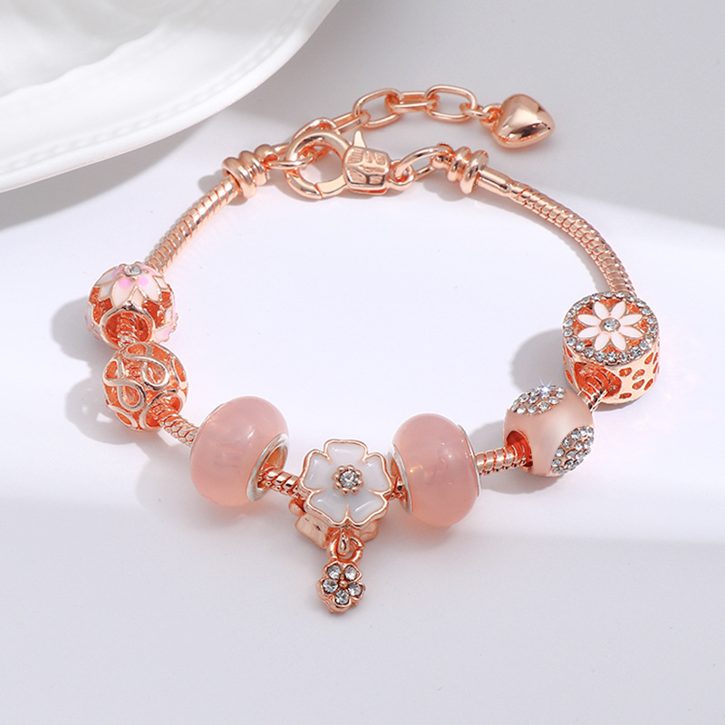 Sweet Geometric Copper Plating Artificial Diamond Bracelets