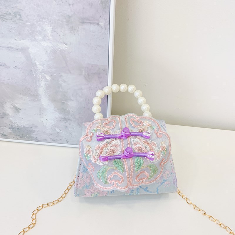 Nuevo estilo chino retro bolso de perla de viento 2025 bolso de cambio sobre rojo bolso de princesa de niñas Hanfu