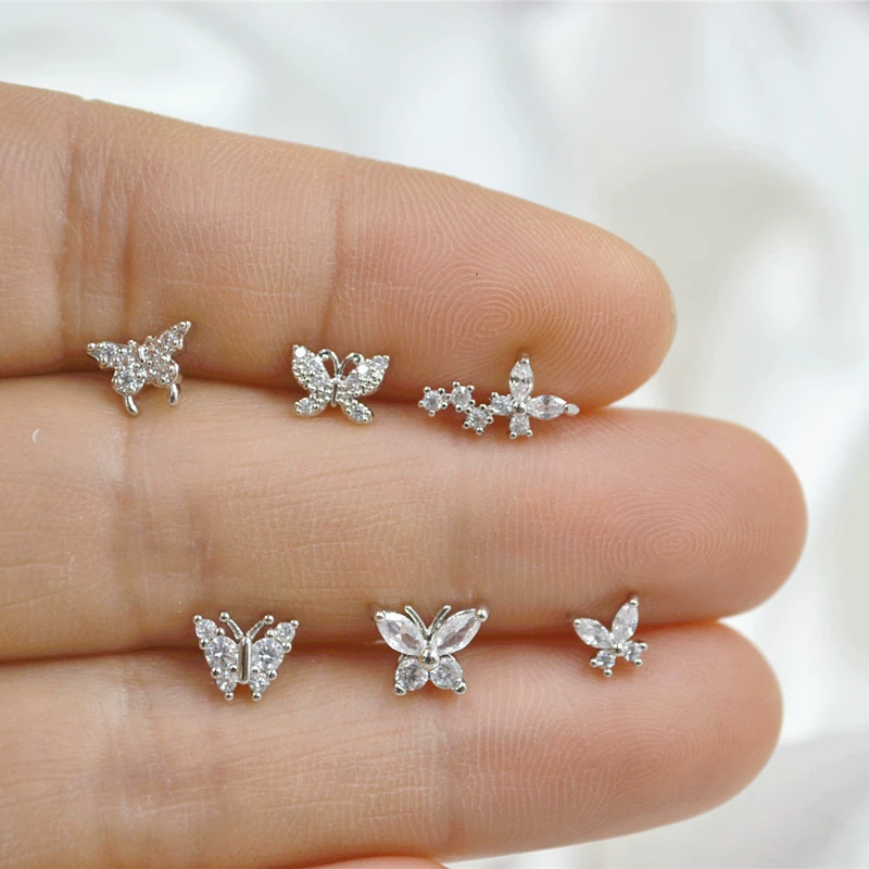 Серьги из нержавеющей стали, аксессуар, корейский стиль, цветы, микроинкрустация, (Физические)