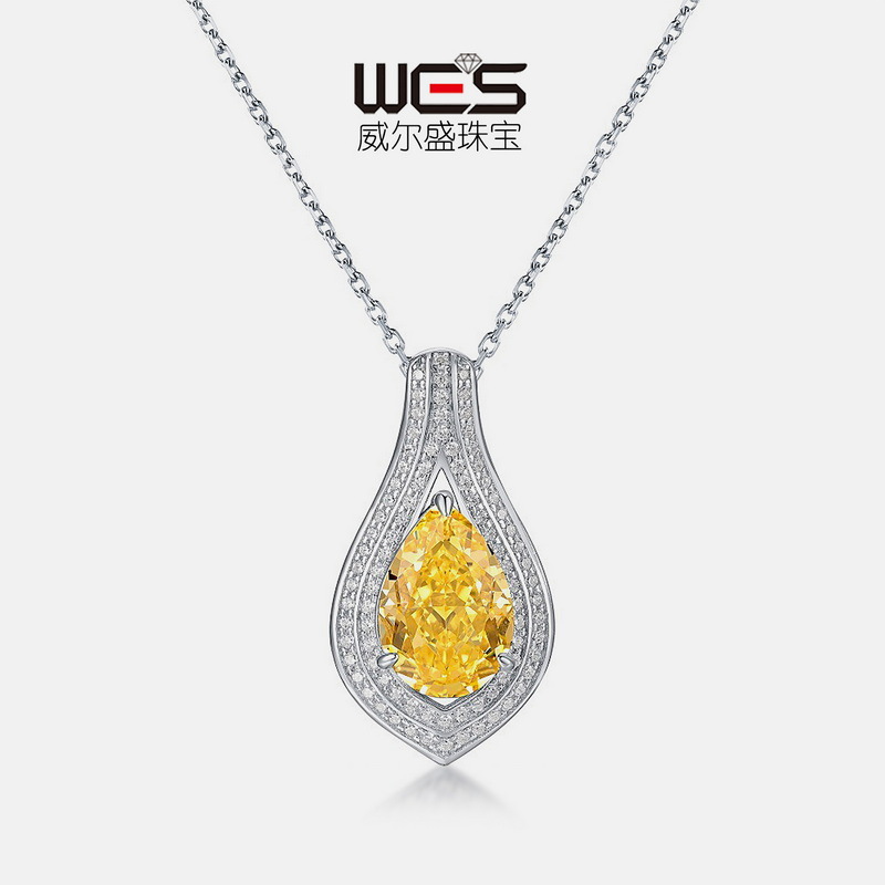 Weilson Jewelry 2023 nuevo colgante de plata S925 corte de flores de hielo colgante de diamante con alto contenido de carbono moda cabello transfronterizo europeo y americano