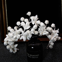 新娘头饰森系白色黑色头花发箍仙美布艺手工发饰婚礼主婚纱配饰