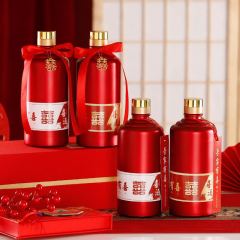 自定義貼紙玻璃空酒瓶婚慶婚宴喜白酒瓶一斤裝白酒瓶喜宴禮盒全套