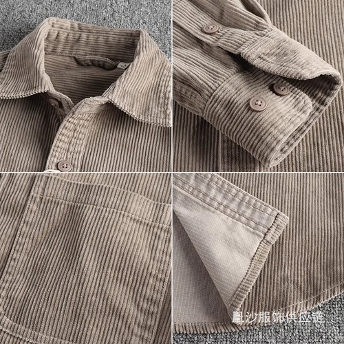 2025 New Spring Washed Long Sleeve Shirt Men's American Simple Hong Kong Style Trendy Single Pocket Shirt Coat Huangsha 