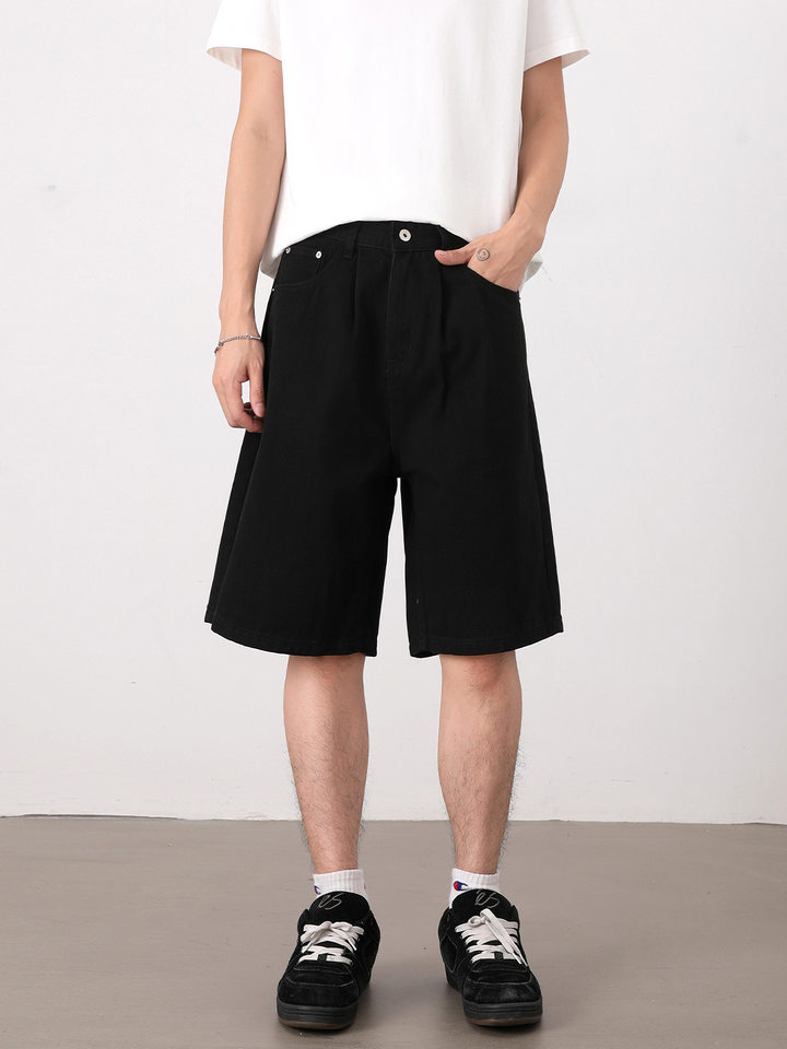 Quần short nam dáng rộng ống đứng, quần lửng phong cách Hàn Quốc, mặc hằng ngày — Màu be, Màu kaki, Màu nâu cà phê, Xanh Pháp Công