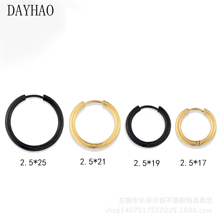 double-sided fashionable black golden universal earrings stainless…