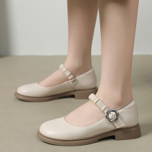 真皮圆头玛丽珍鞋女2025新款春秋英伦风单鞋子平底法式浅口小皮鞋