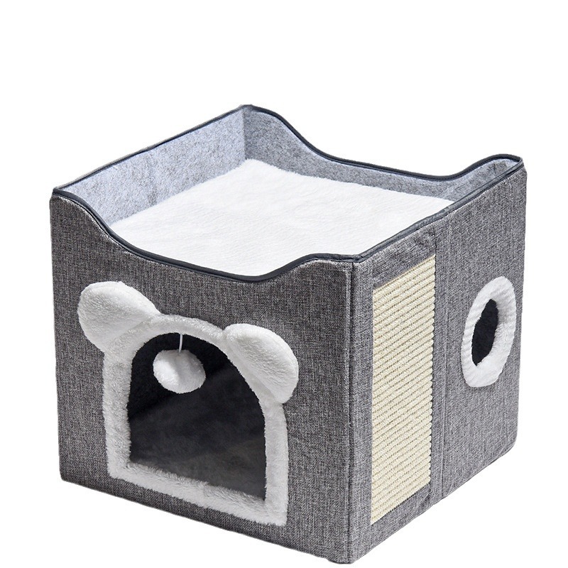 Suministros para mascotas transfronterizos nido de gato plegable de doble capa con el resistente al desgaste de fisal resistente a los arañazos Four Seasons universal completamente cerrado nido para mascotas