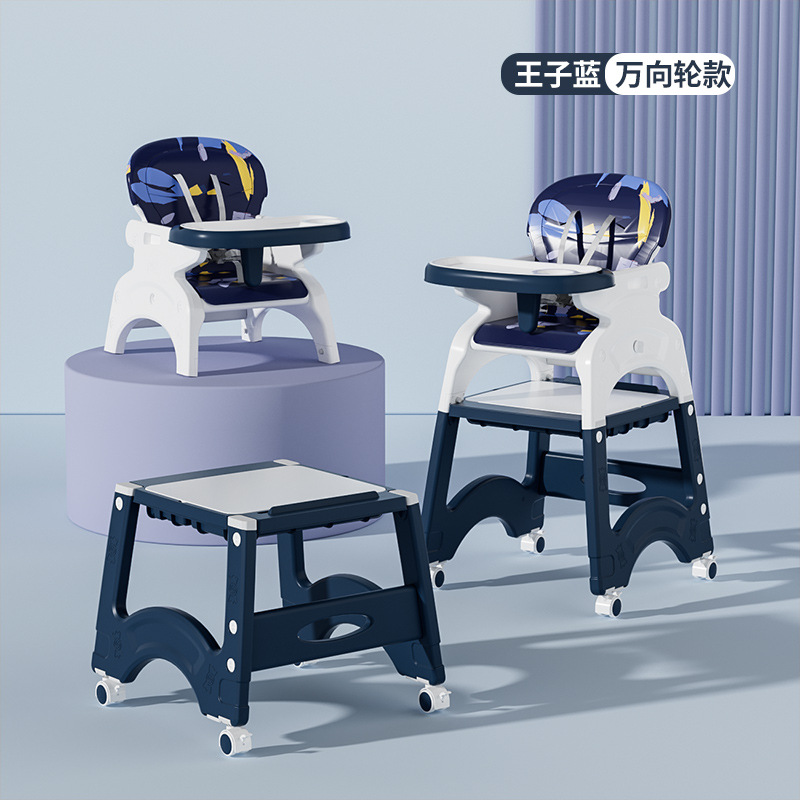Silla de comedor para niños, mesa de bloques de construcción para bebés para uso doméstico, mesa de aprendizaje multifuncional, ruedas giratorias, silla de comedor desmontable, mesa y silla de juego