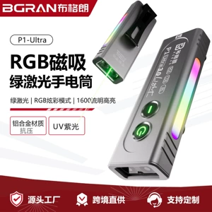 Green laser magnetic flashlight, ultra-bright RGB multi-color, small, portable, and versatile EDC work light for outdoor use and repairs