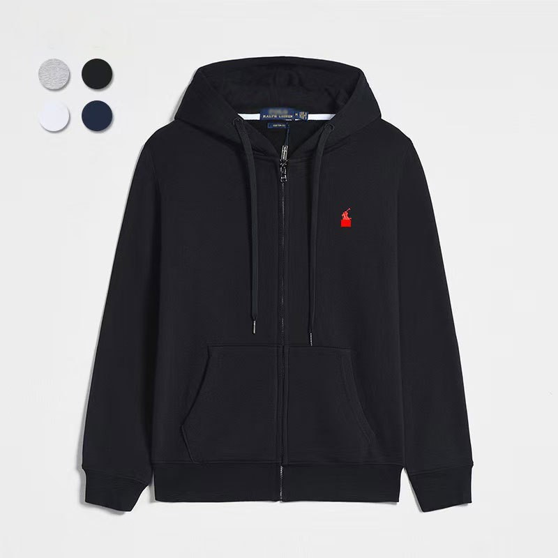 Spring and Autumn Pony Logo Rl Hooded Cardigan Sweatshirt Embroidered Loose Plus Size Cross-Border Men's Polo Thin Jacket
