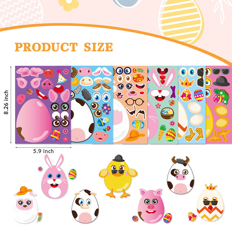 Huevo de Pascua diy artesanía pegatinas de Pascua rompecabezas de los niños partido juego de pegatinas juguetes de los niños