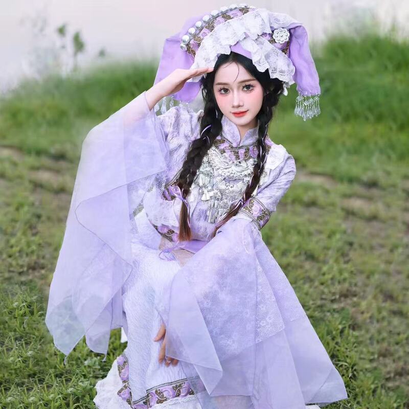 Zhuang Ethnic Style Hanfu Travel Photography Ancient Style Outfit 2026 Chinese Style Girl Lace Cute Zhuang Ethnic Style Hanfu Travel Photography Ancient Style Outfit 2026 Chinese Style Girl Lace Cute