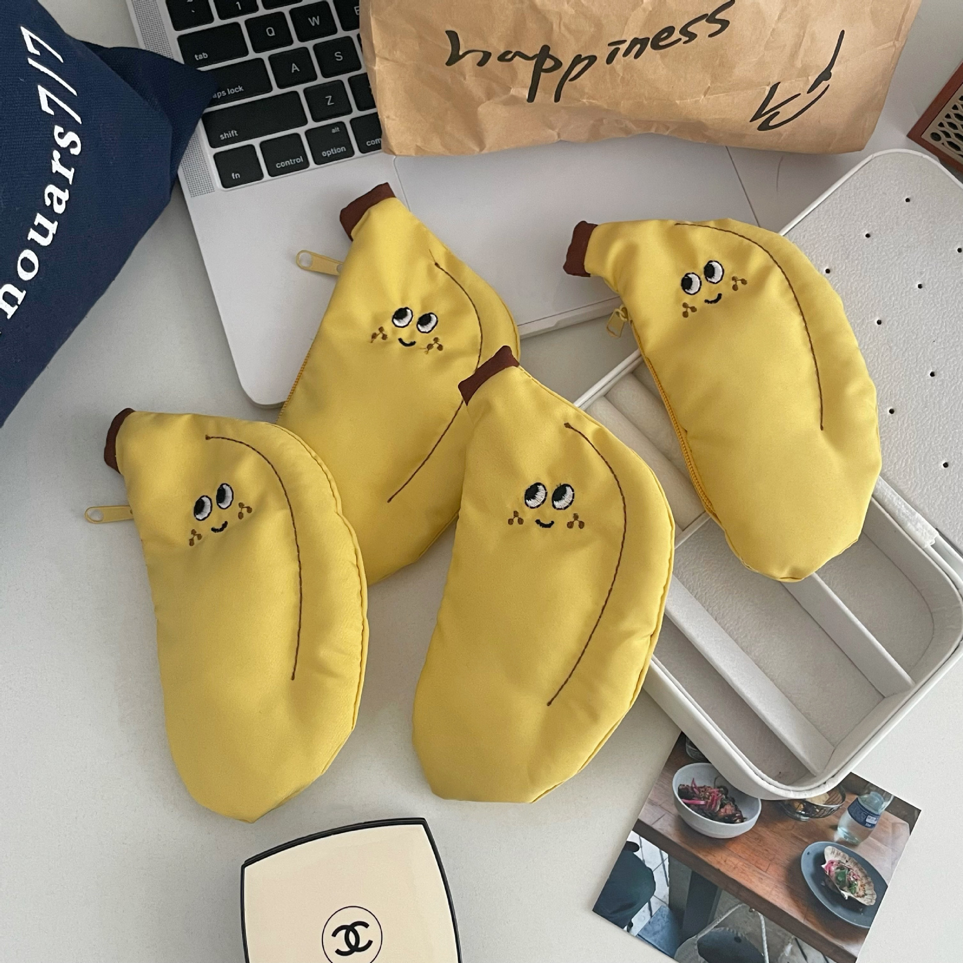 Zipper Closure Type Unisex Cartoon Fruit Canvas Zipper Coin Purses