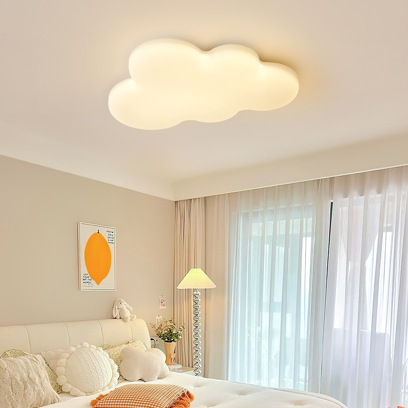 Habitación de niños lámpara de techo de dormitorio de espectro completo protector de ojos condujo niño niñas nubes lámpara de habitación de viento crema lámpara de dormitorio principal