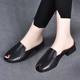 2025 New Summer Coarse Heel Fish-mouth Stylish Sandals and Slippers Baotou Half Slippers Women's Outwear Fashionable Soft Leather Women's Shoes