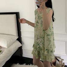 美背棉绸睡衣背心短裤两件套女薄款甜美仙女风学生薄款家居服批发