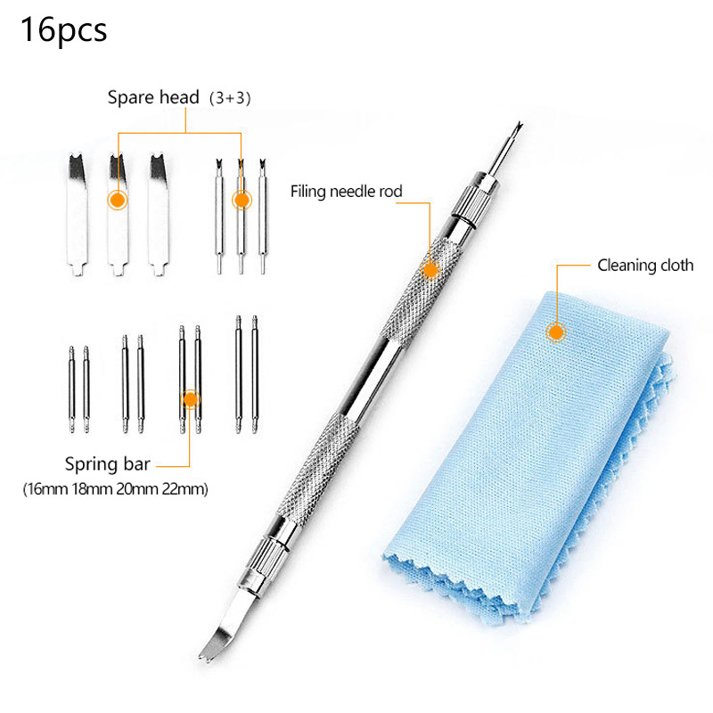 钟表工具 16pc换表带套装 16件套拆换连接生耳 16合1修表组合