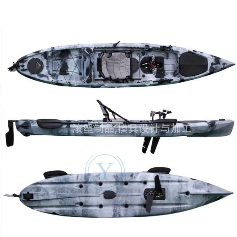 Plastic single canoe outdoor long-distance travel boat assault boat rotational plastic kayak Rapids drifting boat