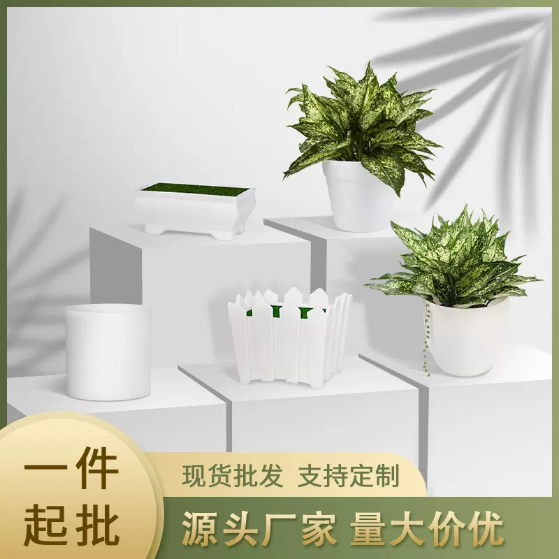 源头厂家塑料花盆生产批发仿真植绒泡沫装饰盆小尺寸多肉盆盆栽