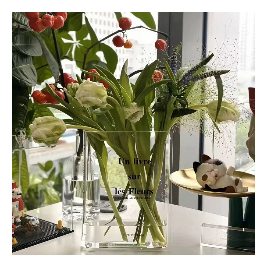 Акриловая книжная ваза в стиле ins высокая цветовая ценность прозрачные художественные украшения гидропонная творческая ваза высокого уровня