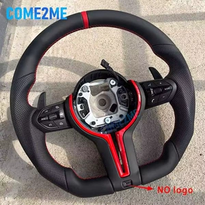Genuine leather steering wheel with red cross for BMW F30, F10, F31, F20, E90