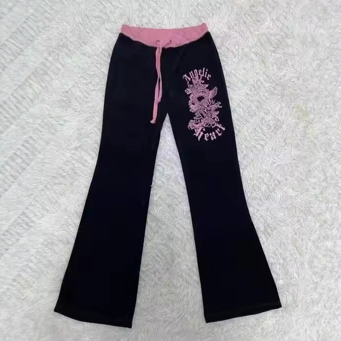 Foreign Trade New European and American Style Flower Print Sexy Hot Girl Color Matching Elastic Waist Niche Casual and Comfortable Women's Pants