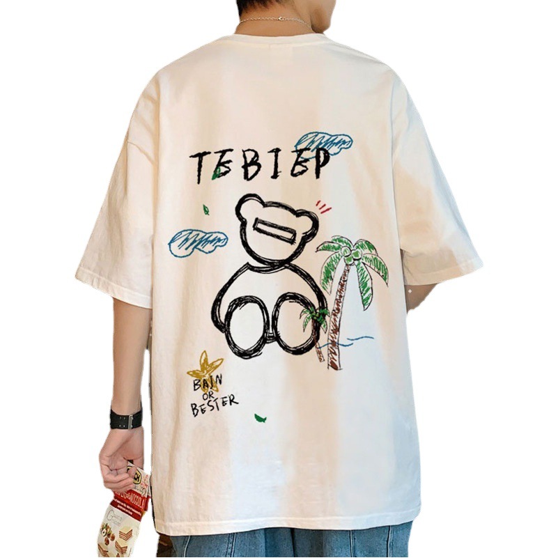 Verano 2023 Camiseta de manga corta de los hombres suelta de moda ins Hong Kong estilo todo partido camiseta superior grasa más tamaño media manga