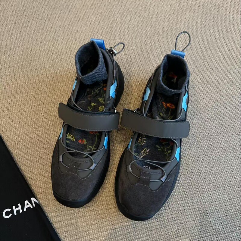 5CM High Cowhide Design Functional Style Ballet sneaker Women's 2025 New Thick-soled Mary Jane Shoes