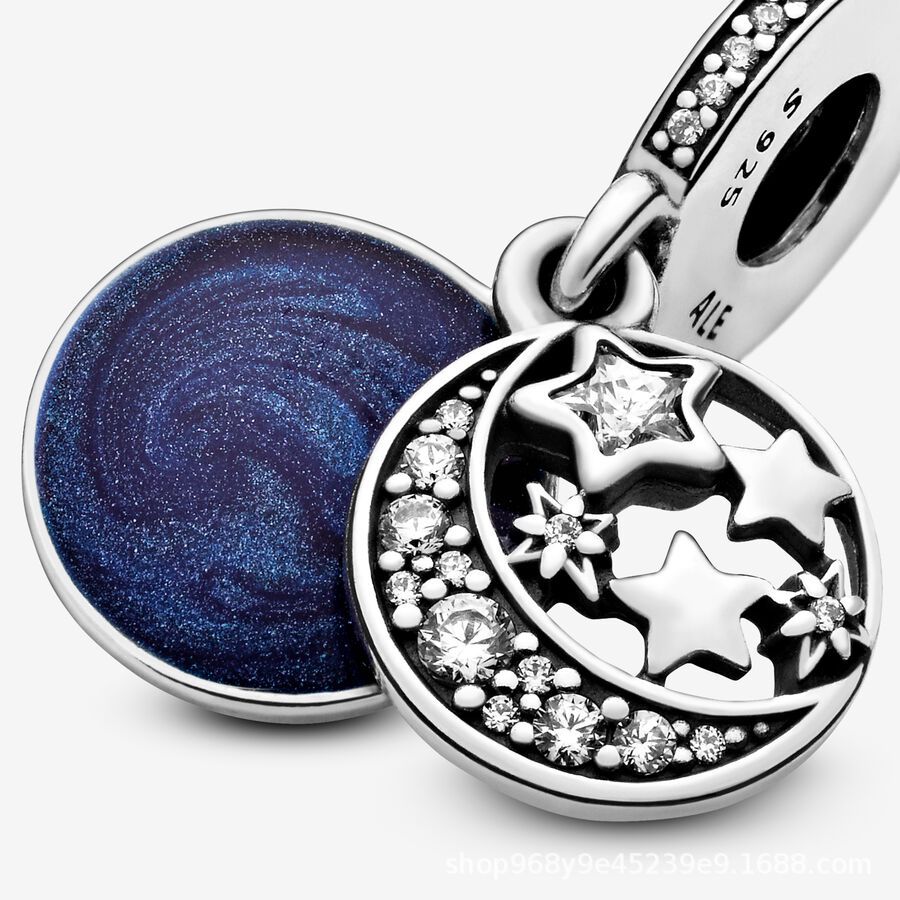 Lässig Einfacher Stil Stern Mond Sterling Silber Überzug Inlay Zirkon Schmuckzubehör display picture 4