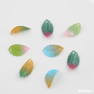 Heat Shrink Hole Green Gradient Leaves Simple Handmade DIY Antique Earrings Earrings Headwear Hairpin Material Accessories