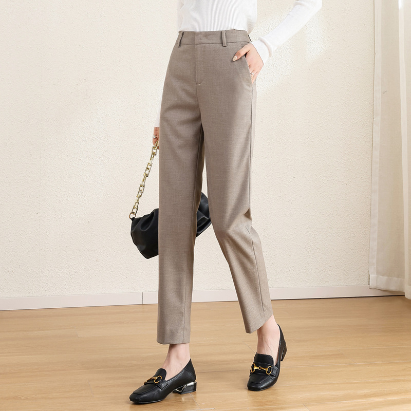 Women's Cigarette Pants Spring 2026 New High-Waisted Versatile Casual Cropped Straight-Leg Pants Loose Slimming Suit Pants