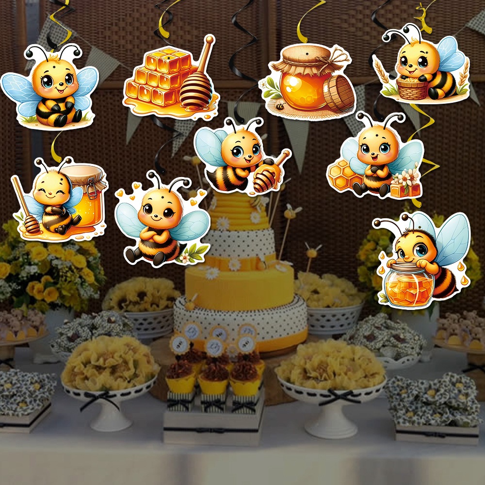 Decoración colgante en espiral tema abeja para fiesta de cumpleaños baby shower ambientación de eventos