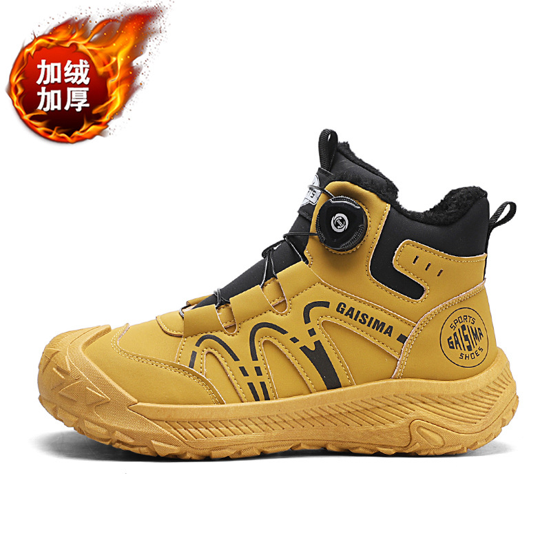 Zapatos deportivos casuales, zapatos de algodón, zapatos de invierno de alta calidad, zapatos de trabajo al aire libre con botón rotativo, zapatos de hombre de moda