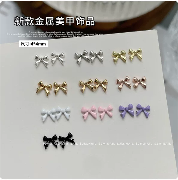 Japanese and Korean nail art mini bow 4*4mm metal nail art jewelry exquisite ribbon bow tie nail DIY accessories