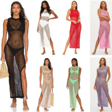 2023欧美新款性感镂空露背沙滩罩衫海边度假长裙比基尼罩衫亚马逊