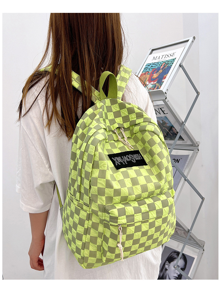 Korean ins artistic trend checkerboard checkered backpack, Japanese Harajuku style fresh and clean high school and junior high school student bag undefined