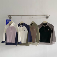 12669 冬季新品 恩琪中大童插肩拼色连帽卫衣 童装 一件代发