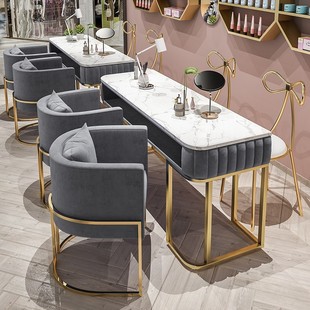 Direct Sale Nordic Light Luxury Double-Layer Internet Celebrity Marble Manicure Table and Chair Set Combination Manicure Table Single and Double Manicure Table