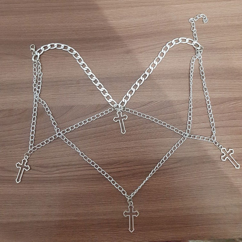 40g Weight Punk Cross Alloy Plating Women's Choker