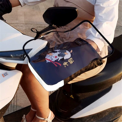 Motorcycle Handle Cover, handle cover windshield thickened cotton - one-size-fits-all-pvc-integrated-waterproof-cover-reflective-strips-thumb-plus-velvet-rush-duck