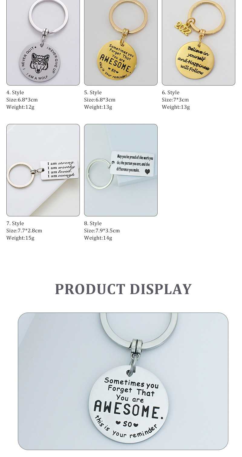 Stainless Steel Lettering Friendship Gift Keychain Accessories Couple Pendant