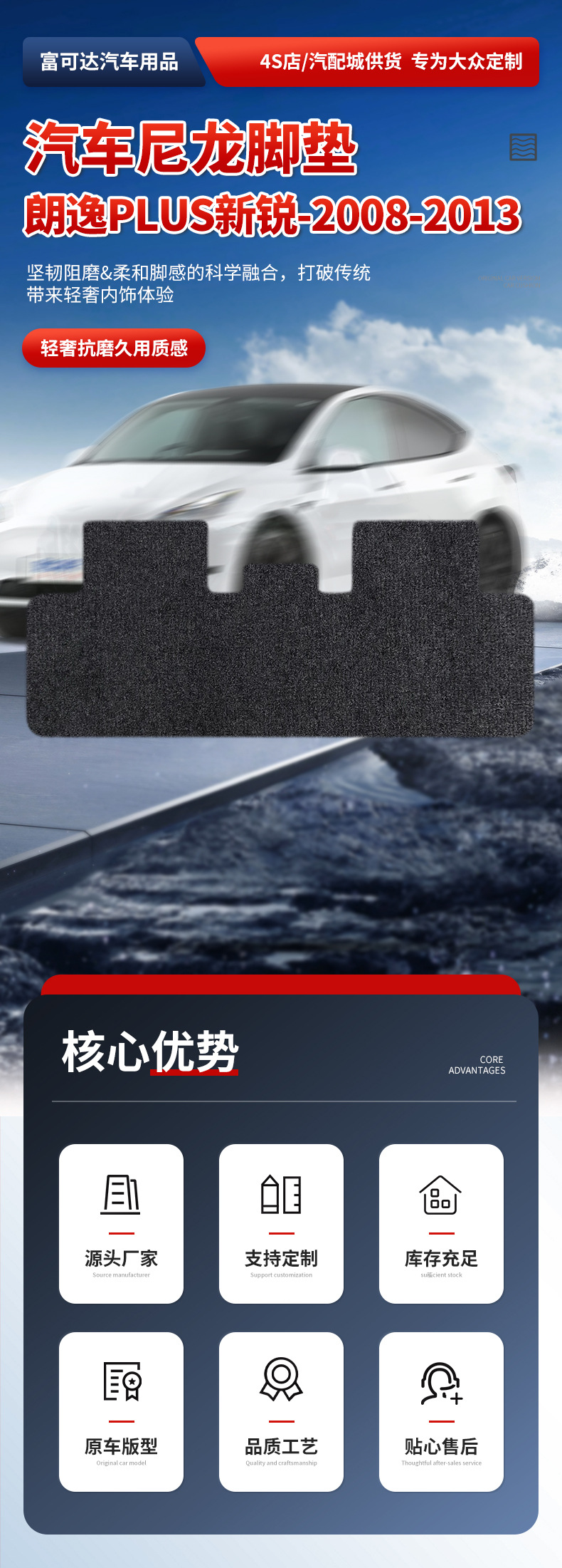 Suitable for Saic Volkswagen 2008-2013 Lavida Models, Nylon Car Floor Mats Made of Nylon Material, Wear-Resistant