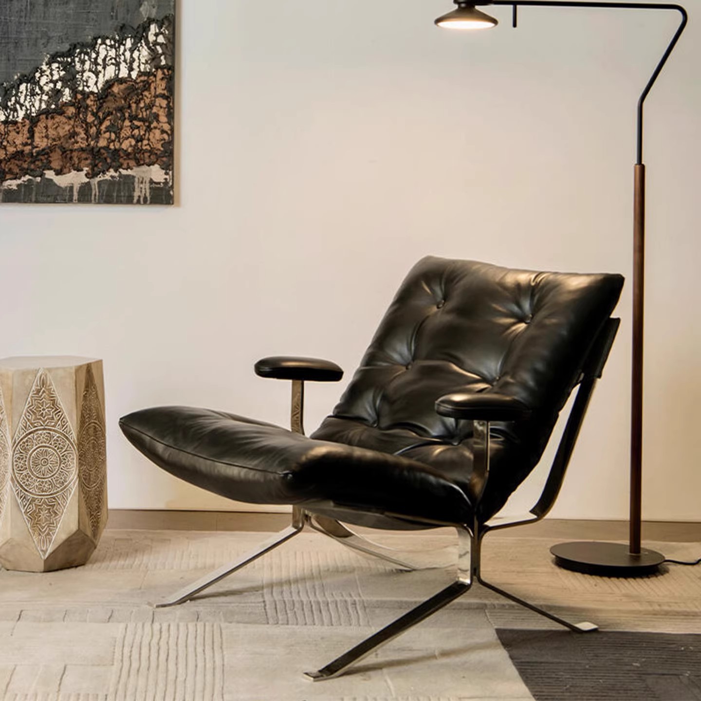 Om Leisure Chair Bauhaus Style Single Sofa Chair Minimalist Light Luxury Barcelona Single Sofa Chair Back Chair