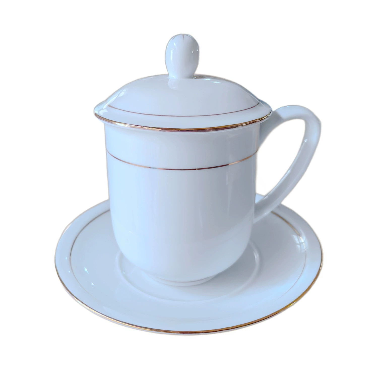 Синдзянь-фарфоровая чаша с крышкой из костяного фарфора Jingdezhen - чисто белая керамическая чашка для офиса, чайного домика