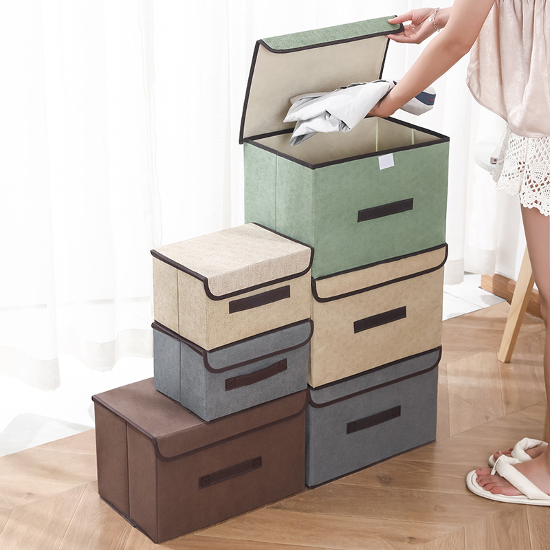 家庭用防塵布製収納ボックス、家庭用日常使用2点セット、大容量収納ボックス、寮用収納ボックス|undefined