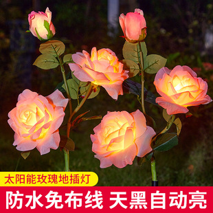 Cross-border LED solar simulation Luoshen rose lamp outdoor waterproof garden lawn lamp floor lamp decorative lamp