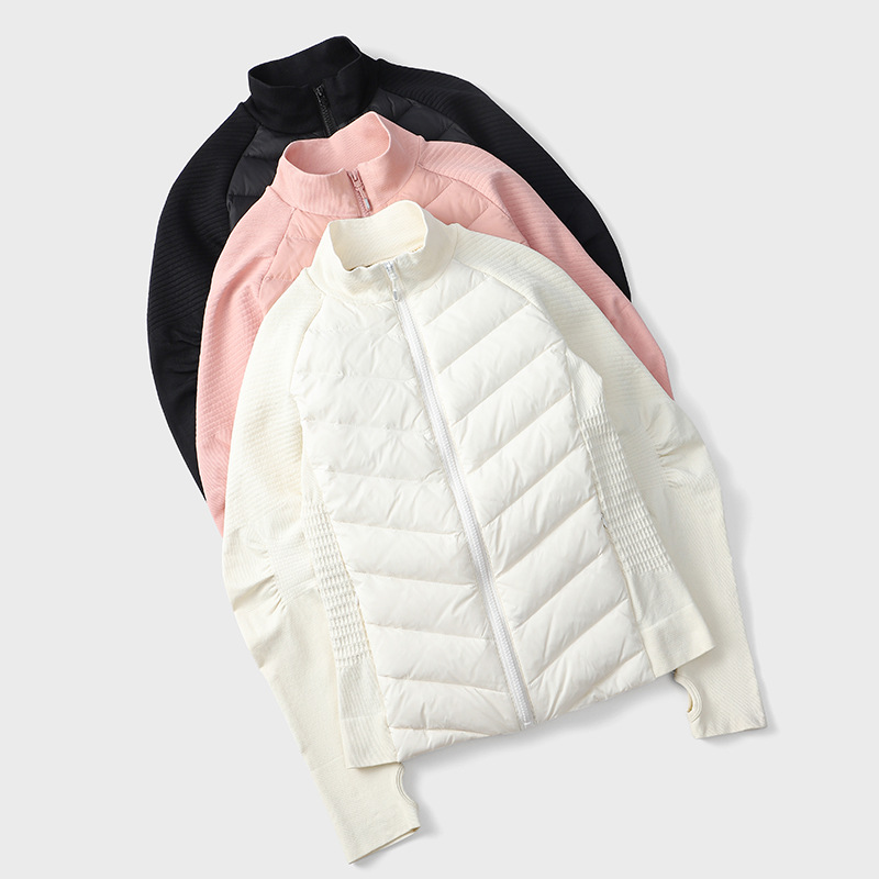 黑金鹅绒羽绒服女防风棉服修身轻薄户外运动跑步瑜伽外套棉衣